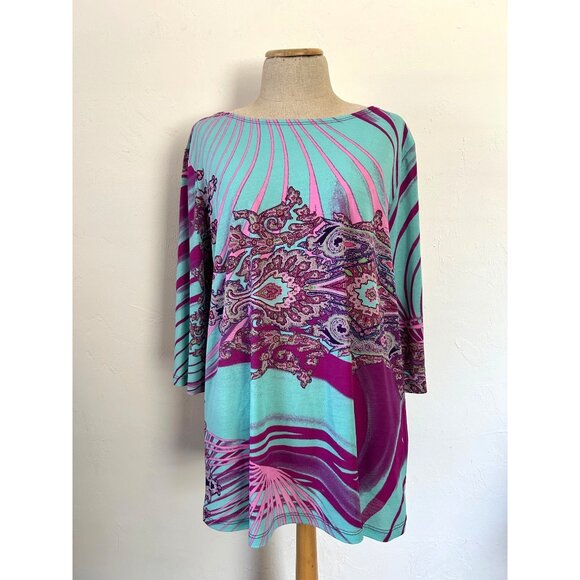 Clara Sunwoo Large 3/4 Sleeve Scoop Neck Tunic - Picture 2 of 8